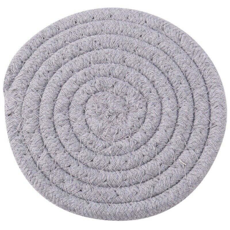1X(Round Cotton Braided Table Place Mats Coaster Non-Slip Table Mats Set of 8M8)