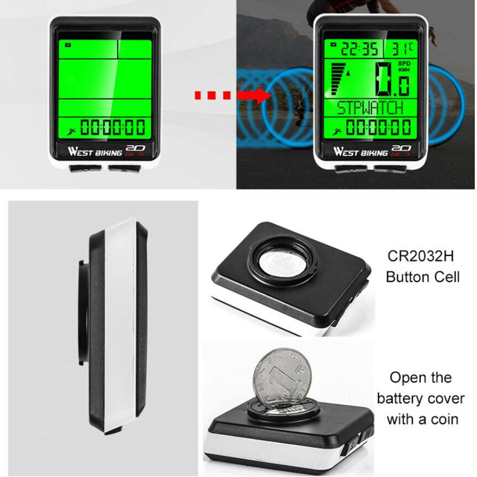 Waterproof Wireless Bike Computer Bicycle Speedometer Stopwatch Time Display