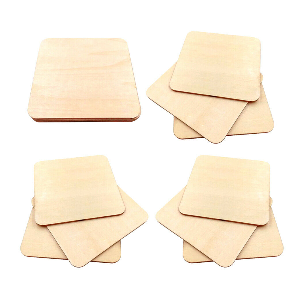 30pcs Blank Square Wooden Pieces DIY Craft Scrapbooking Wedding Party 9x9cm