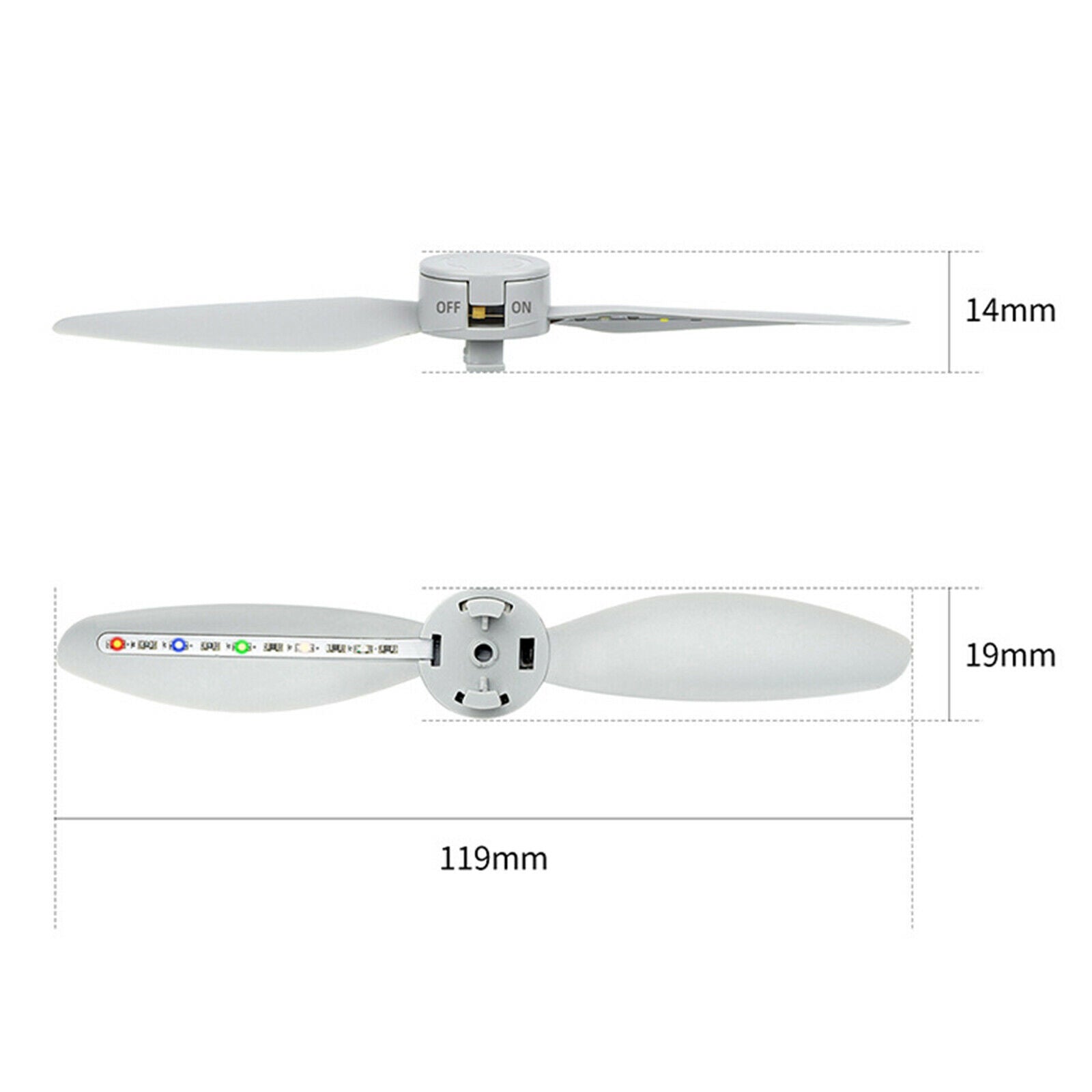 1 Pair Rechargeable Propellers Flashing Light Drone Blades for Mini 2 Drone