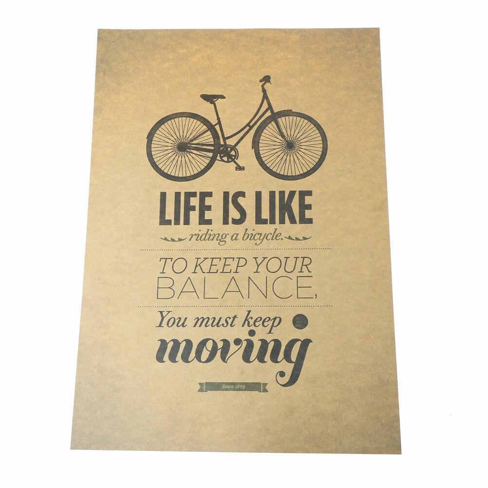 life is like riding a bicycle poster cafe bar decor  kraft paper wall stic.l8