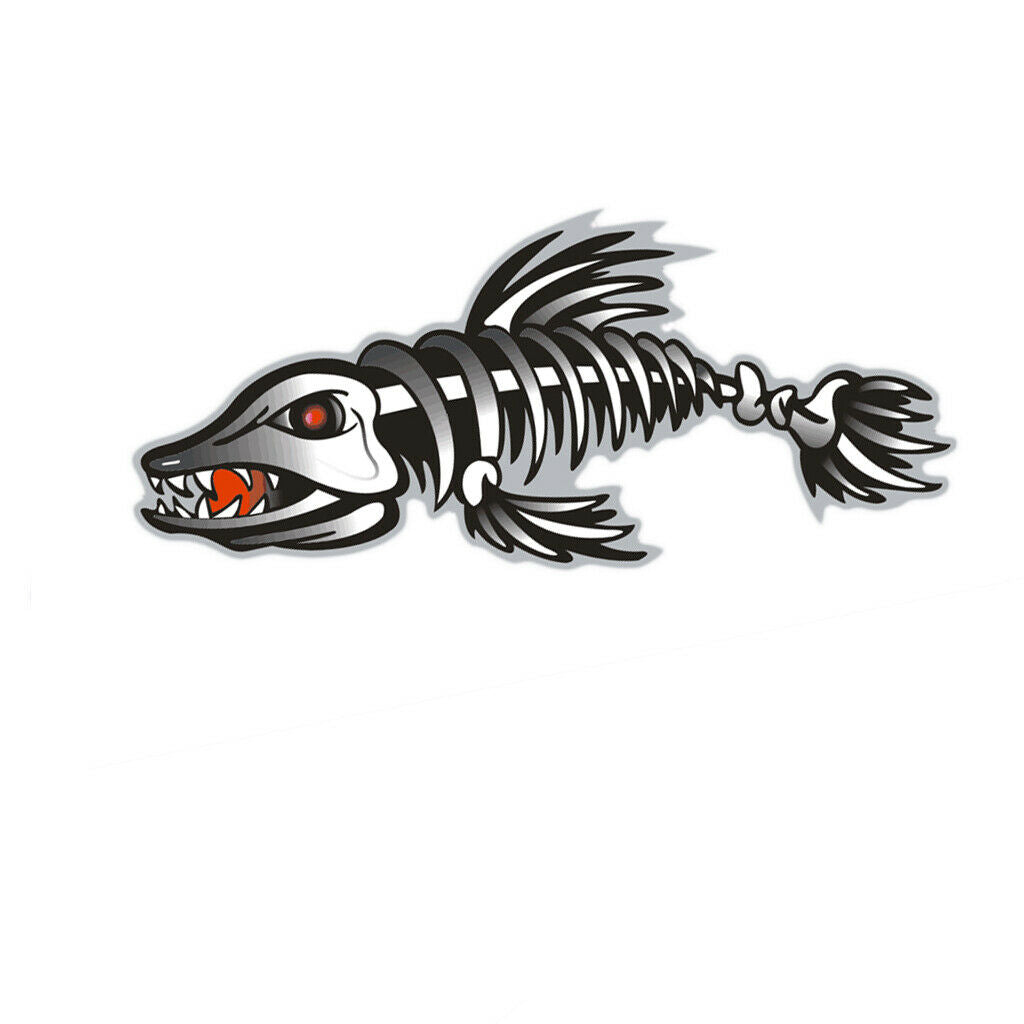 4 Pieces Skeleton Fish Shark Mouth Canoe Kayak Decals Fishing Boat Graphics