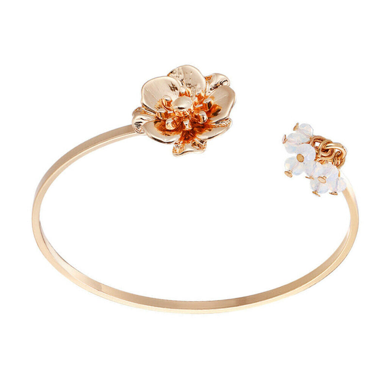 Dainty Blossom Open Cuff Bracelet Wire Bangle Fashion Wedding Jewelry Gifts
