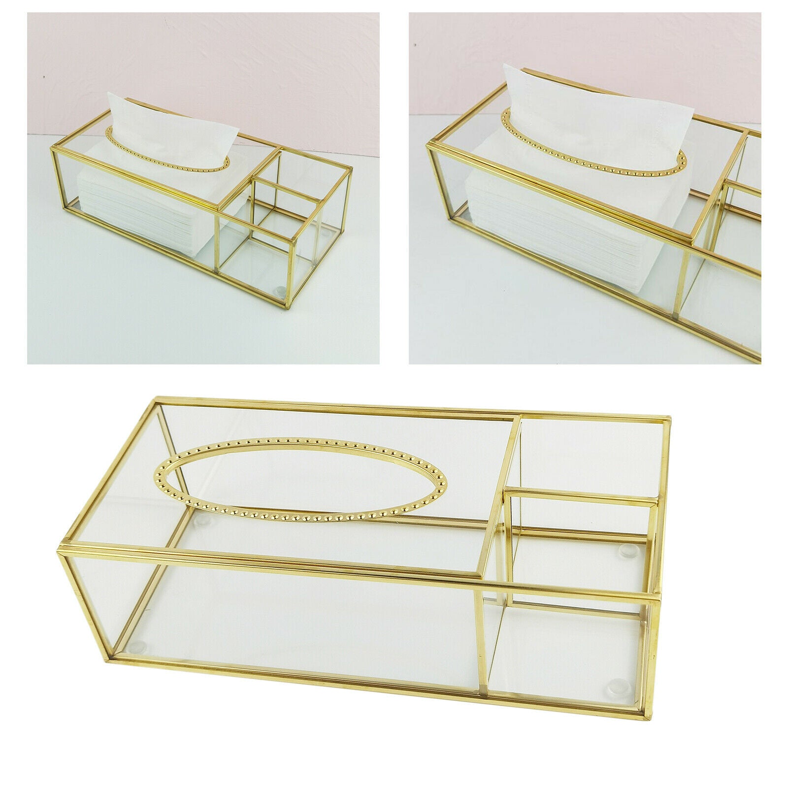 Nordic Luxury Glass Paper Tissue Box Napkin Storage Box Facial Tissue Holder