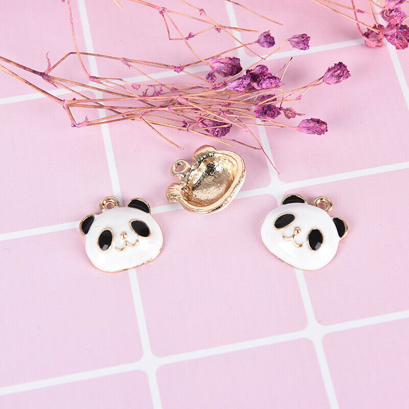 10Pcs/Set Cute Panda Animals Alloy Enamel Charms Pendant DIY Craft Jewelry G Kt