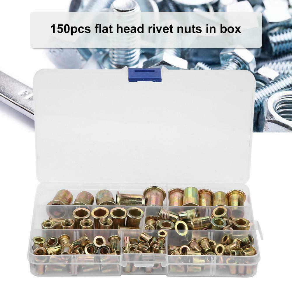 M3 M4 M5 M6 M8 M10 M12Flachkopf Gewinde blind rivet Nut Insert Screw150pcs