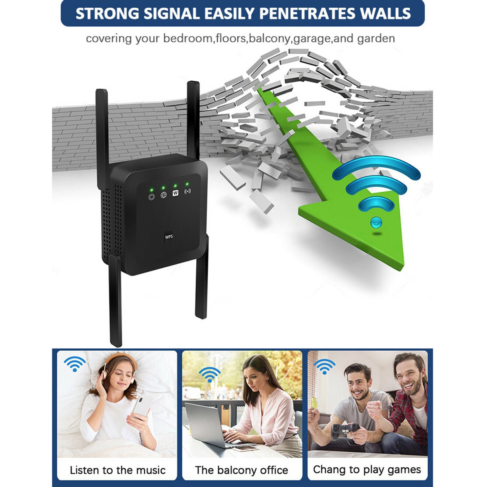1200Mbps Dual-Band Wifi Range Extender Repeater Amplifer Signal Booster UK