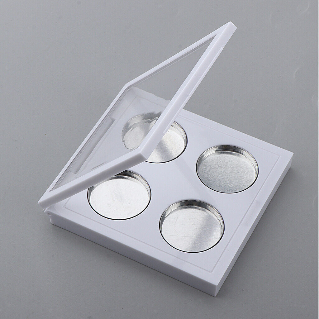 White DIY Empty 4 Grid 26mm Eyeshadow Lipstick Blush Palette Box Case Square