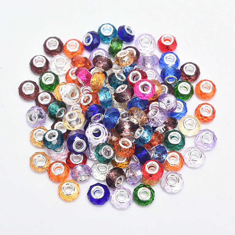 30pcs Murano Glass Charm Spacer Crystal Beads For Bracelets Mixed CharmYU.l8