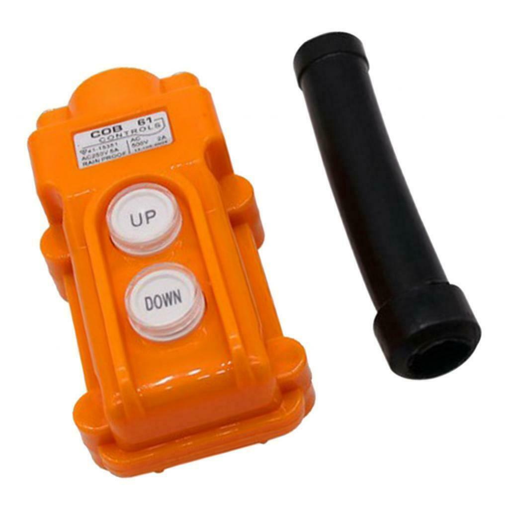 2X COB61 Hoist Push Button Switch Crane Pendant Control Station 200/500V Orange