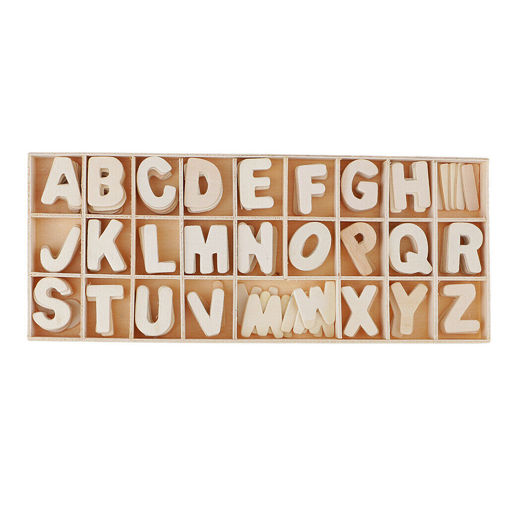 156x/Box Wooden Letters Alphabet Shapes DIY Education Toys Craft Decoration