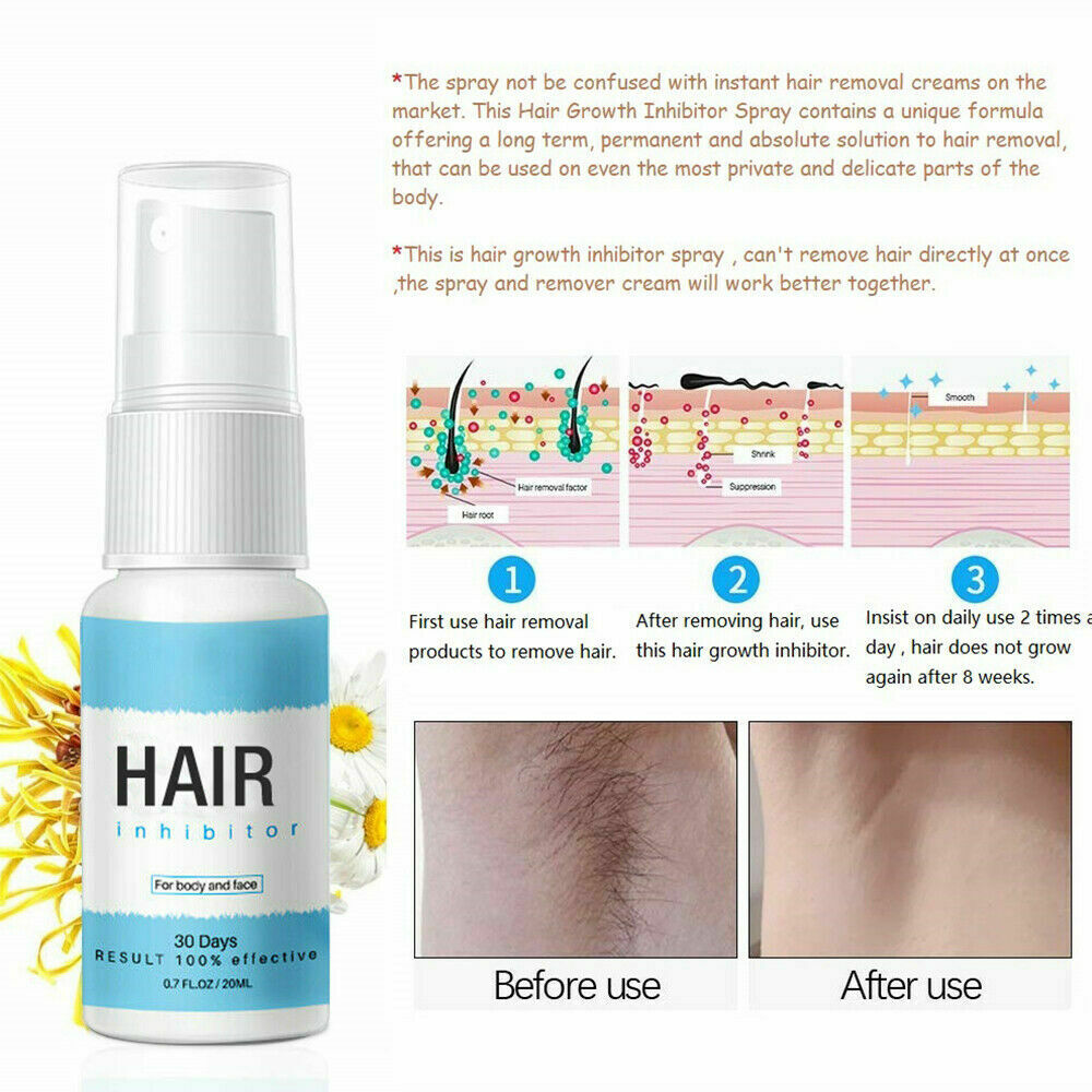 NEW-100% Natural Permanent Hair Removal Spray Stop Hair Growth Inhibitor Remover
