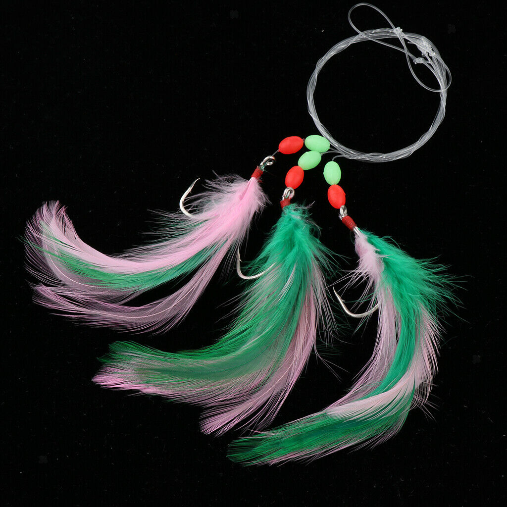 Premium 2 Pieces Fishing Floating Bait Mackerel Rigs Skirted Trolling Feather