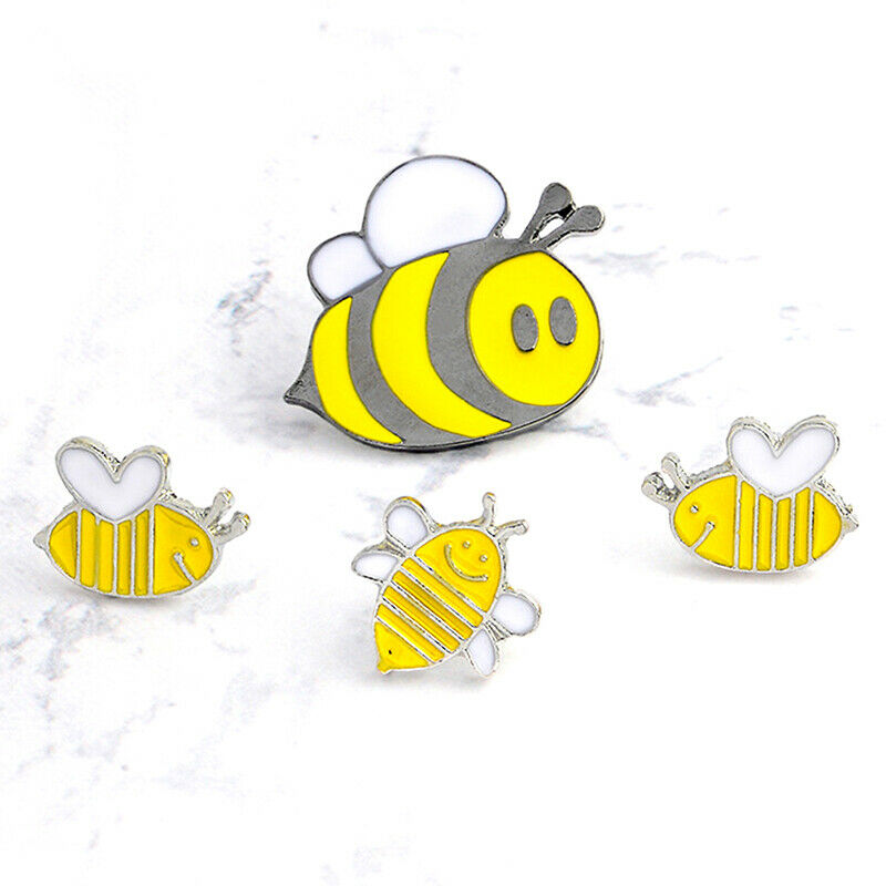 4Pcs Cartoon Enamel Little Bee Insect Lapel Collar Pin Corsage Brooch Jew.l8