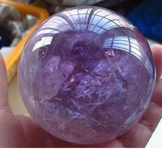 Natural Amethyst Quartz Crystal Sphere Ball Healing Stone 65mm + Stand AAA+