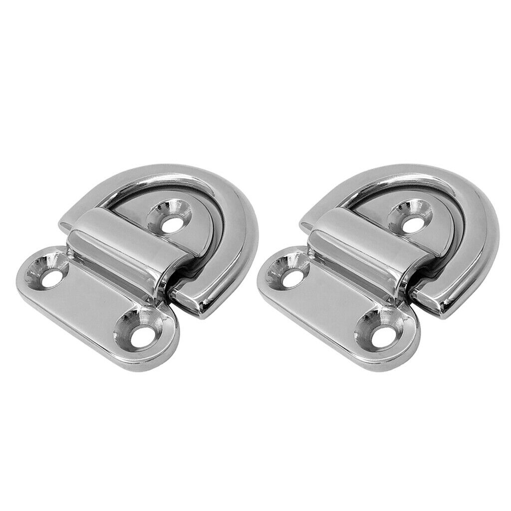 2pcs Folding Pad Eye 316 Stainless Steel, Deck Lashing Ring, Trailer, Marine
