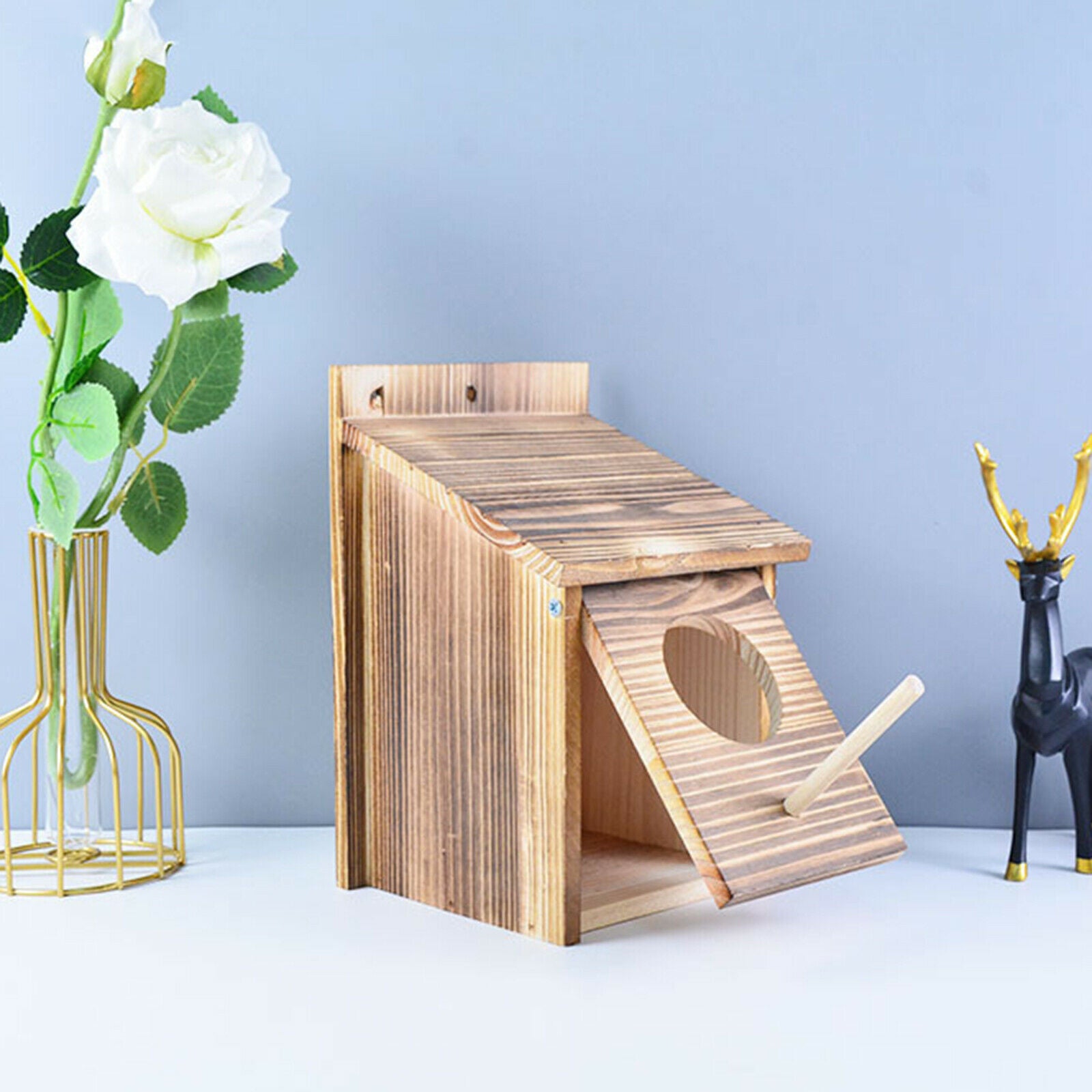 Rustic Wood Bird House Outside Bird Nest Breeding Hatching Box Birdhouse