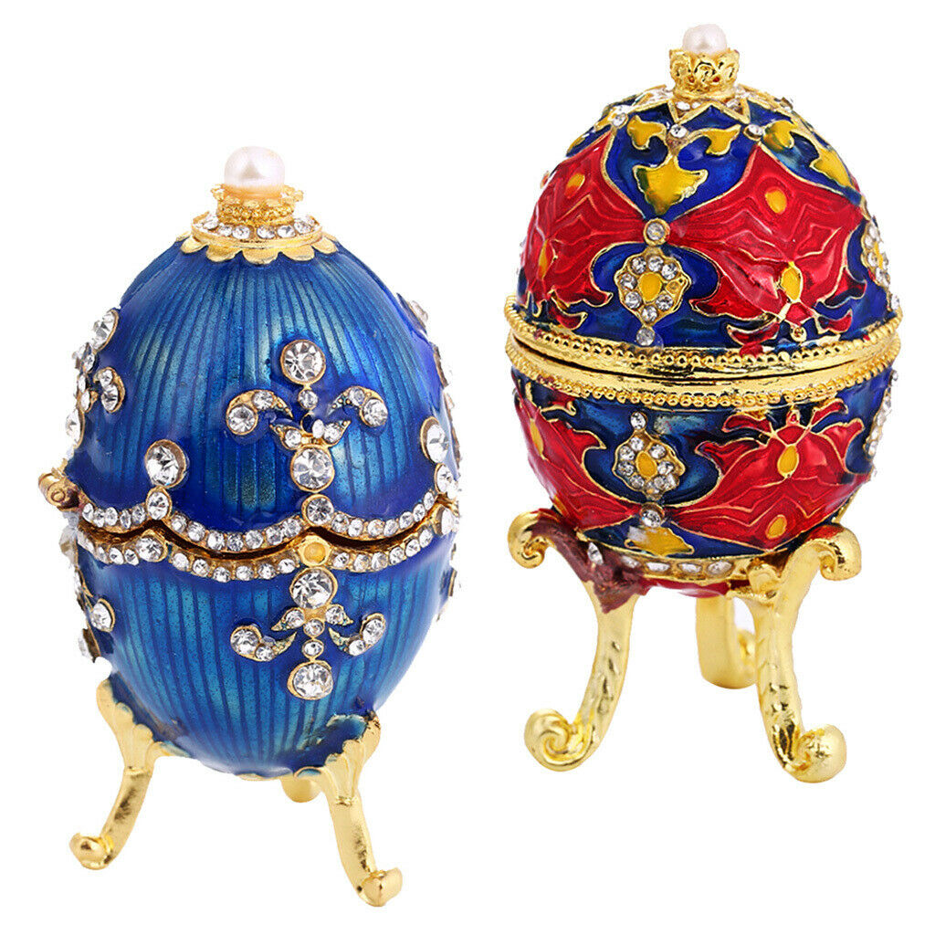 2Pcs Easter Egg Trinket Box Souvenir Craft Jewelry Birthday Gift Home Decoration
