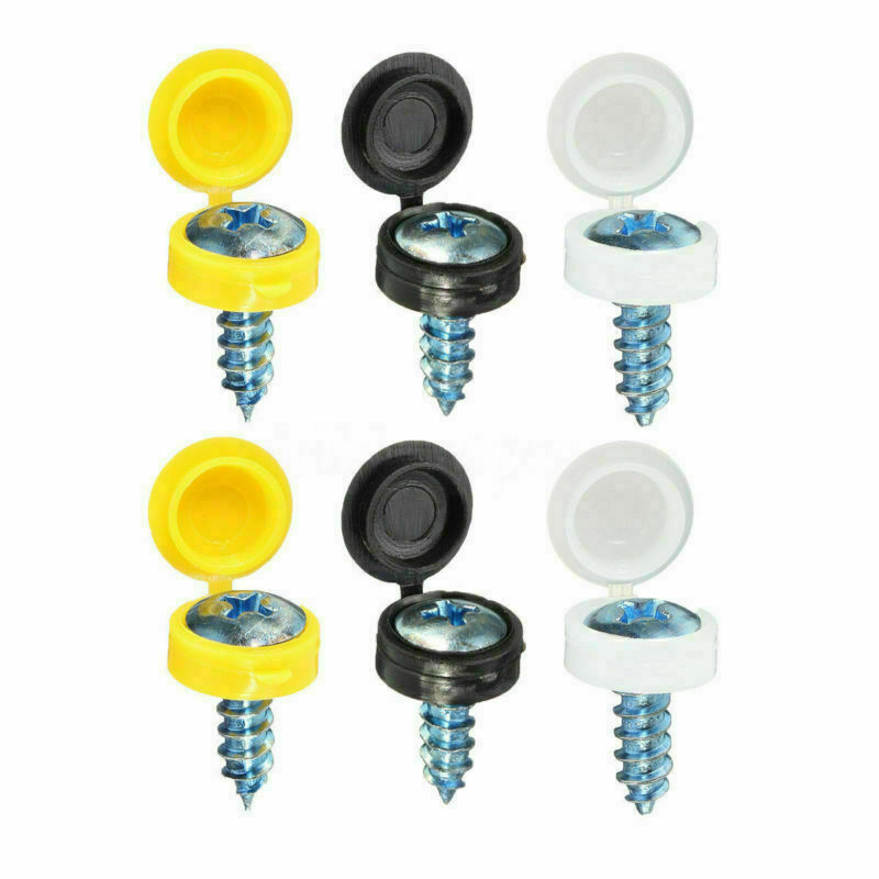 12Pcs Number Plate Screw Caps / Covers Black / White / Yellow Set License Reg