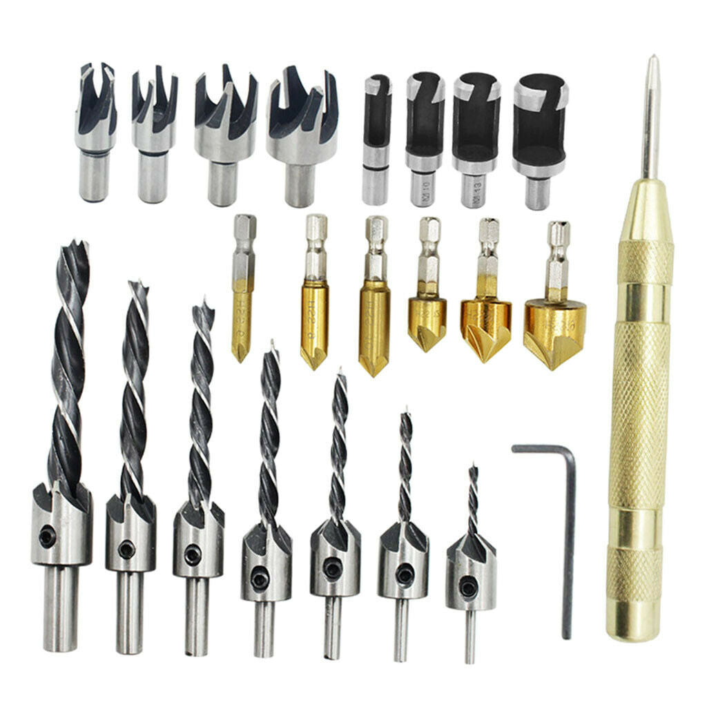 23Pcs Woodworking Chamfer Drilling Tool Garden Equipment Supplies Hardware