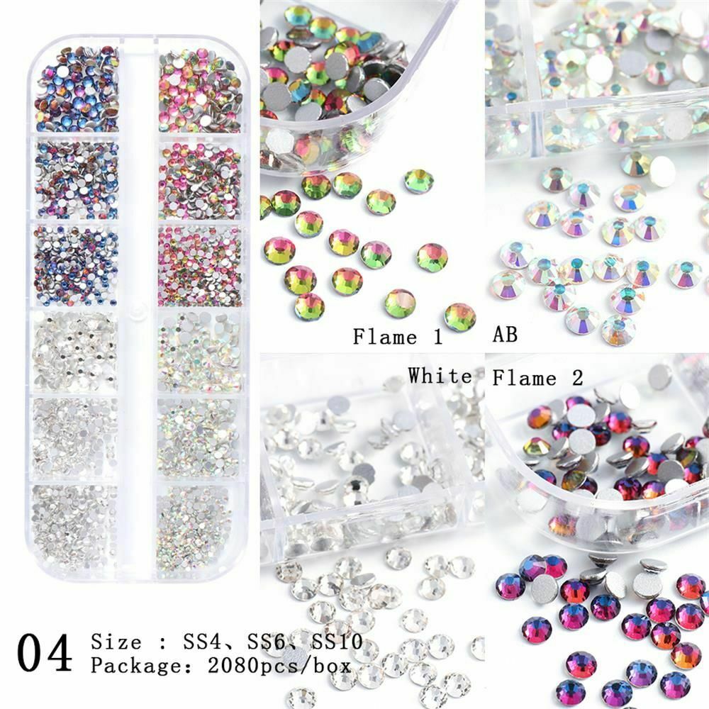 Nail Charms Stones Nail Rhinestones Aurora Flame White AB Crystal Nail Diamond