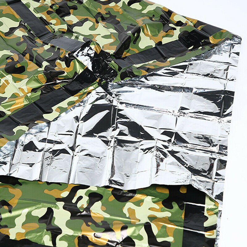 Camouflage Waterproof Reusable Emergency Sleeping Bag Thermal Camping Warm Pad