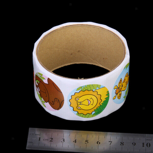 2 Rolls of Animal Theme Round Paper Stickers for Kid Scrapbook Decoration