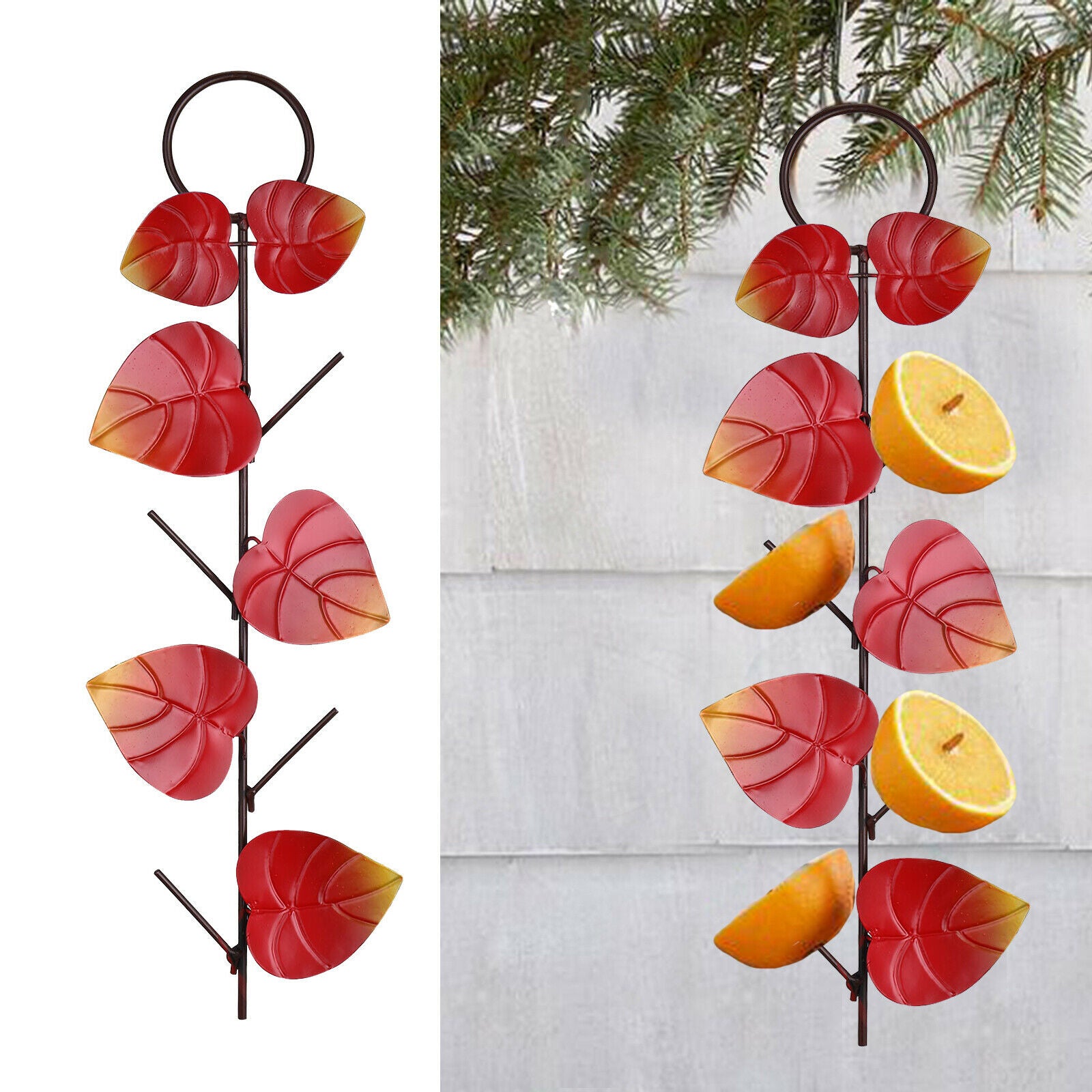 Iron Outdoor Bird Feeder Outside Fruit Food Hook for Home Deck Patio Decor