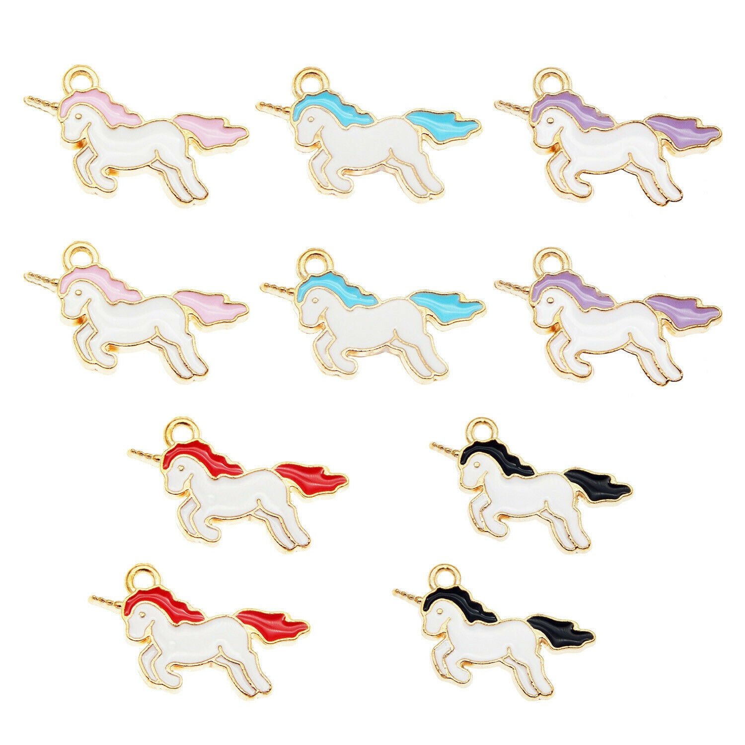 16PCS Enamel Mixed Lots 21x14mm Unicorn Pendant Charms for Bracelet Necklace