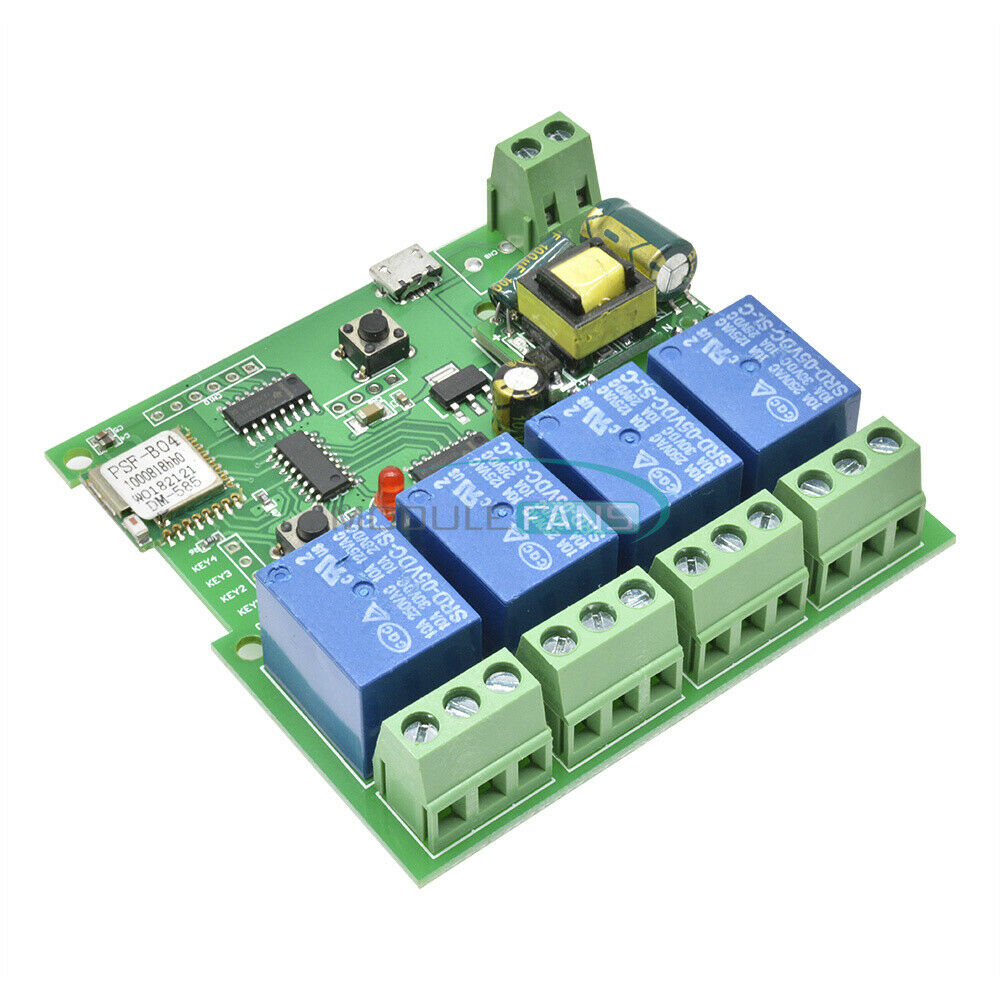 4-Channel WiFi Wireless Relay Delay Switch 4-way Control AC 220V for Smart Home