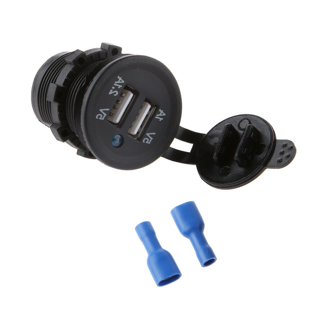 Waterproof 12V-24V 3.1A Motorcycle Car Boat Dual USB Power Charger Splitter