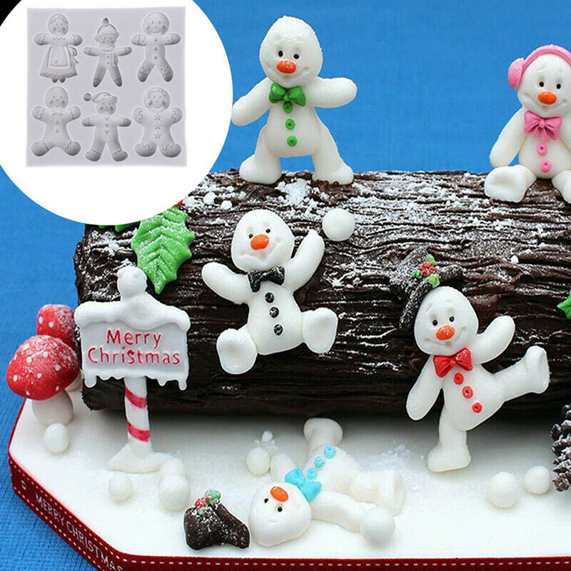 Aouke Gingerbread Man Christmas Series Silicone Mold Fondant Cake Chocolate M`DD