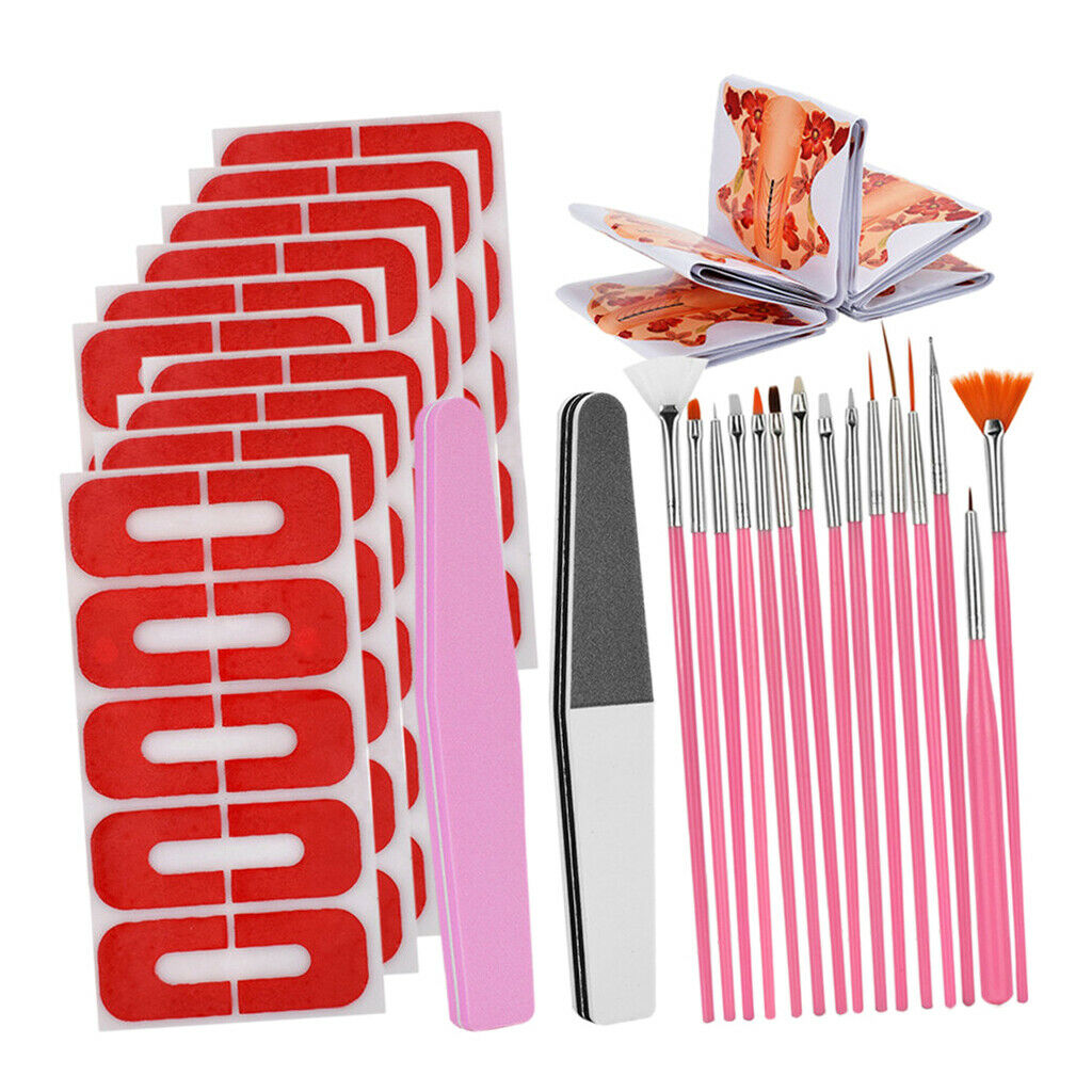 DIY Acrylic UV Gel Nail Extension Kit Nail Forms Brushes Manicure Set Orange