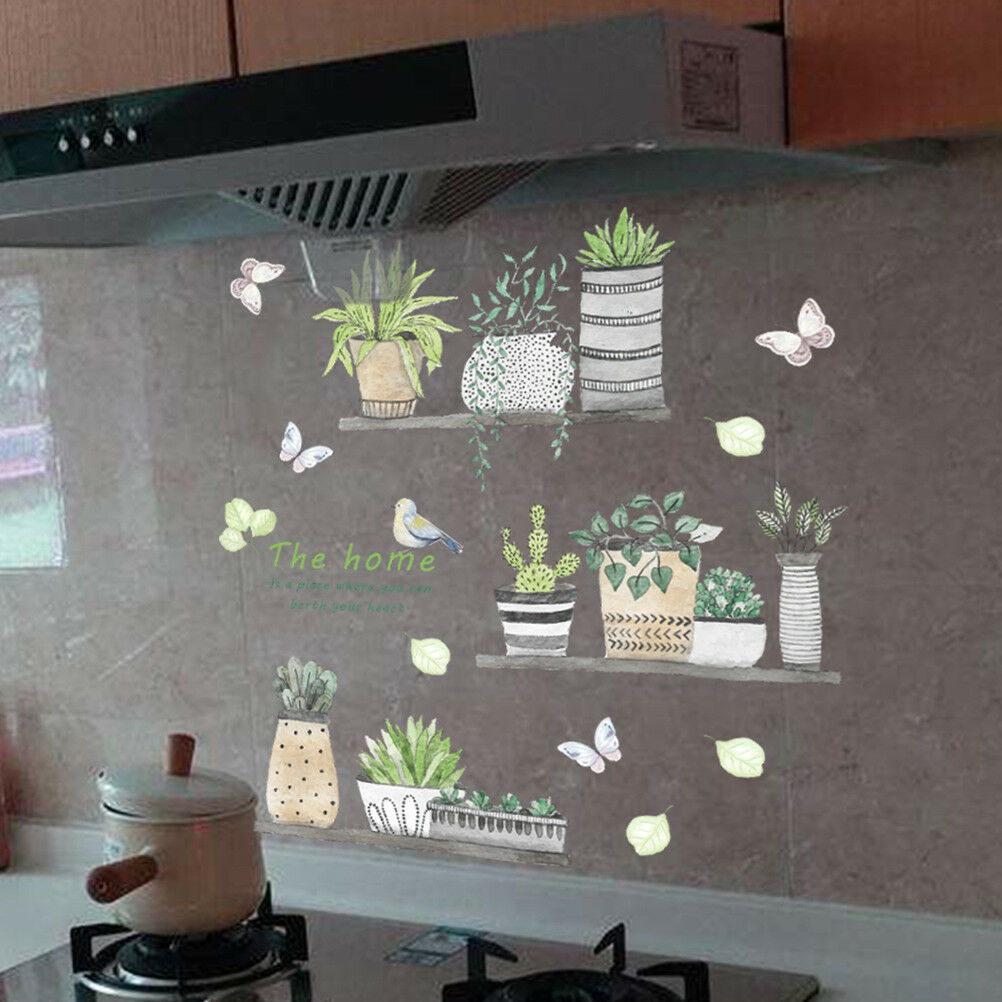 garden plant bonsai flower butterfly wall stickers home decor room kitc Qx