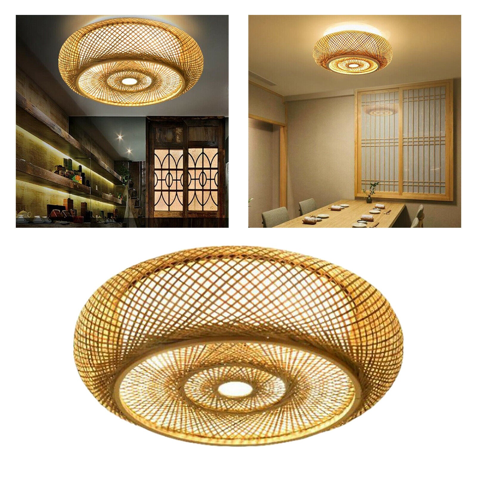 Nordic Style Bamboo Lampshade Hotel Cafe Ceiling Light Chandelier Cover