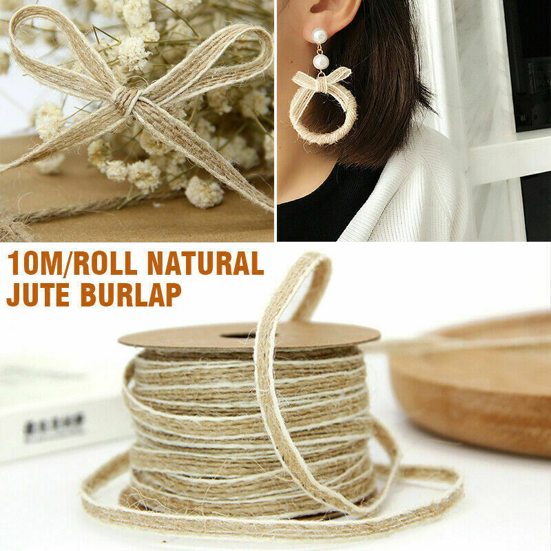 1PC Natural Jute Ribbon Twine Rope String 10m/Roll DIY Craft Burlap Wraps
