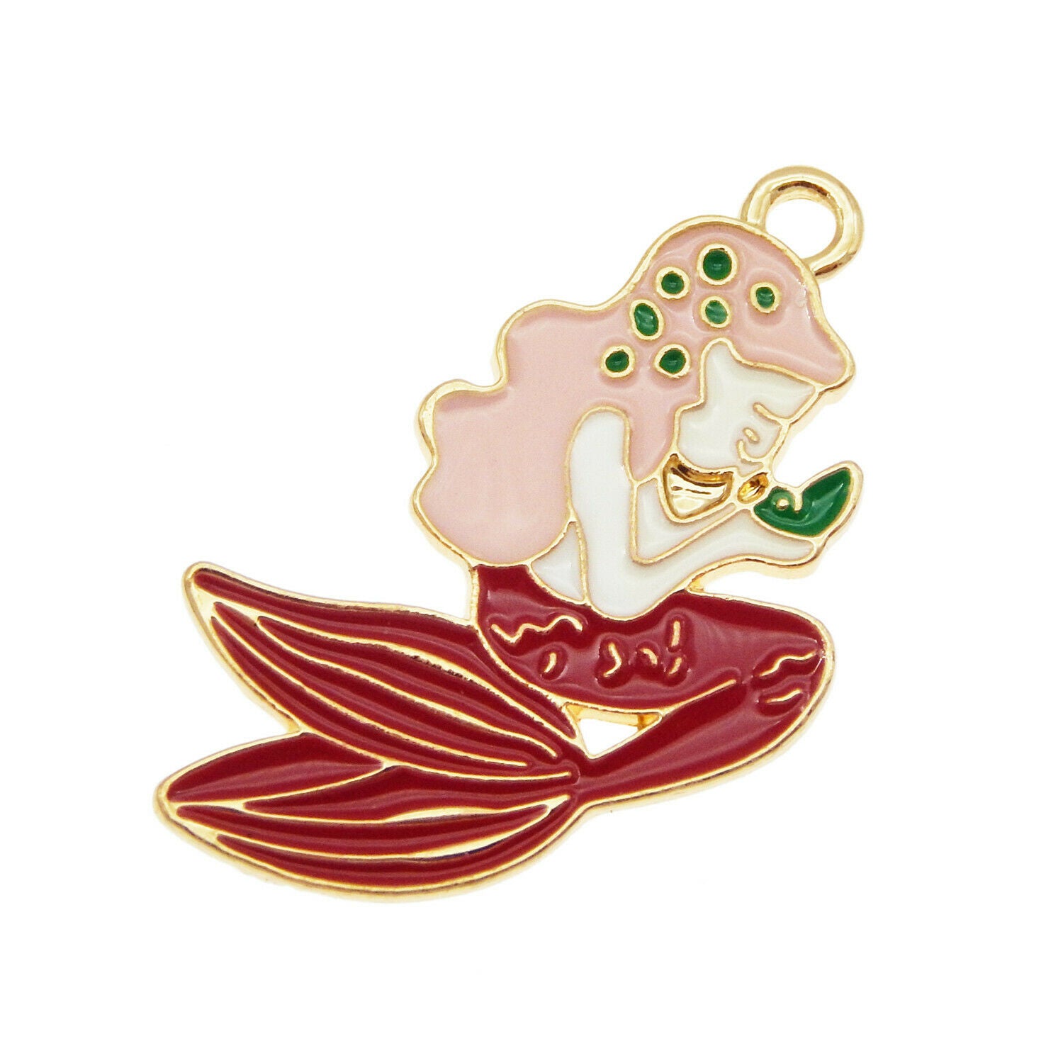15 pcs Colorful Mermaid Alloy Charm Enamel Drop Dangle Earring Pendant 27*20mm