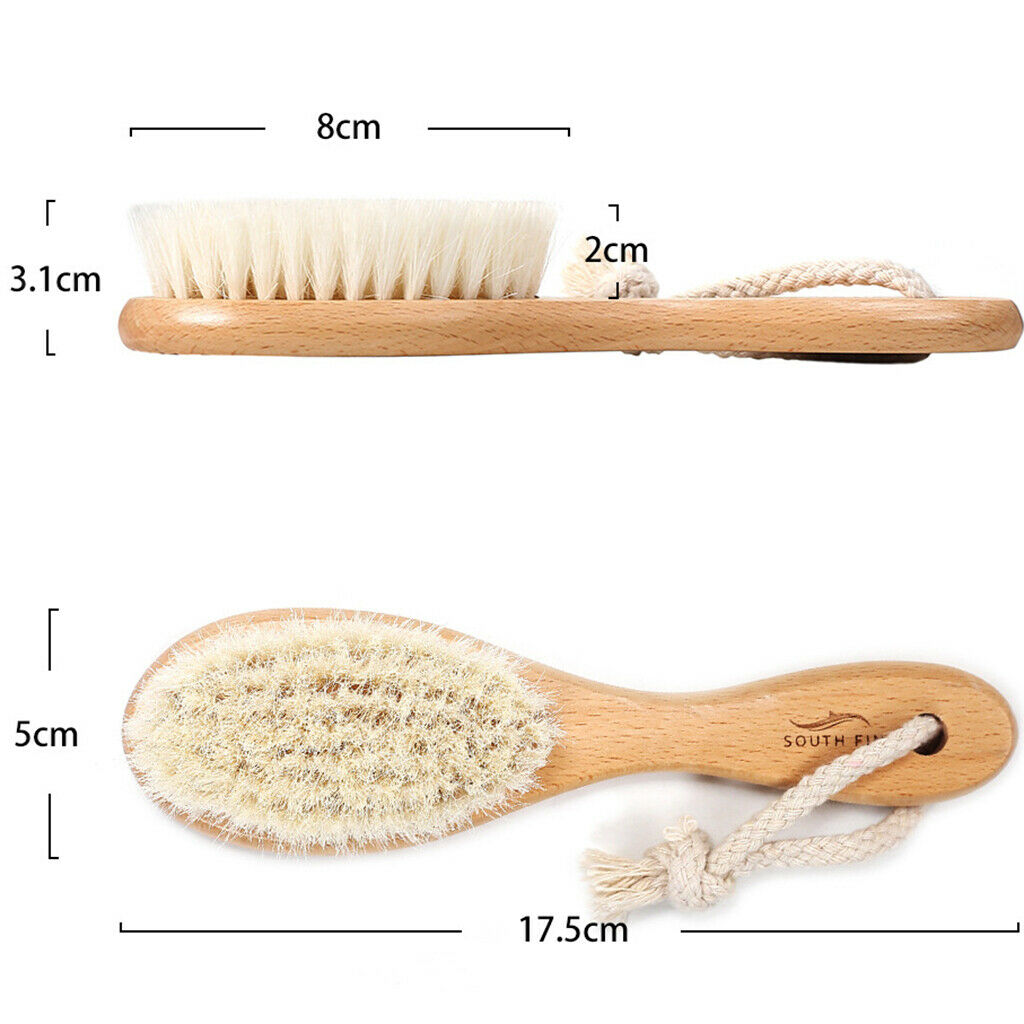 2 Packs Beech Wood Dry Brushing Body Exfoliating Massage Brush Skin Exfoliator