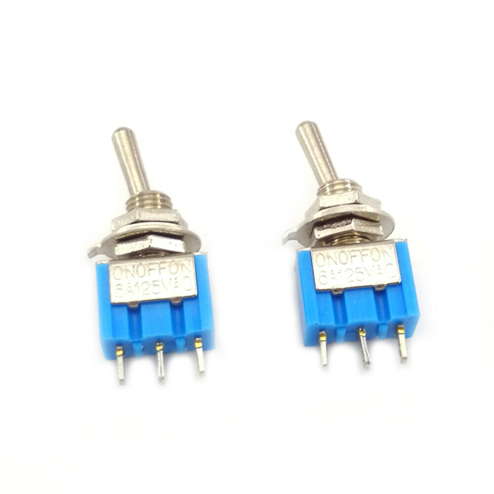 10Pcs Blue Mini MTS-102 3-Pin SPDT ON-ON 6A 125VAC Piano Toggle Switches
