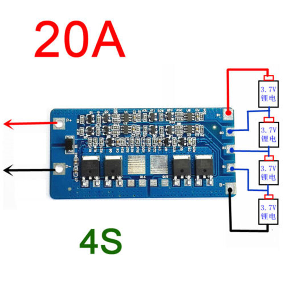 4S 20A BMS Protection PCB Board for 4 packs 18650 Li-ion lithium Battery Cell