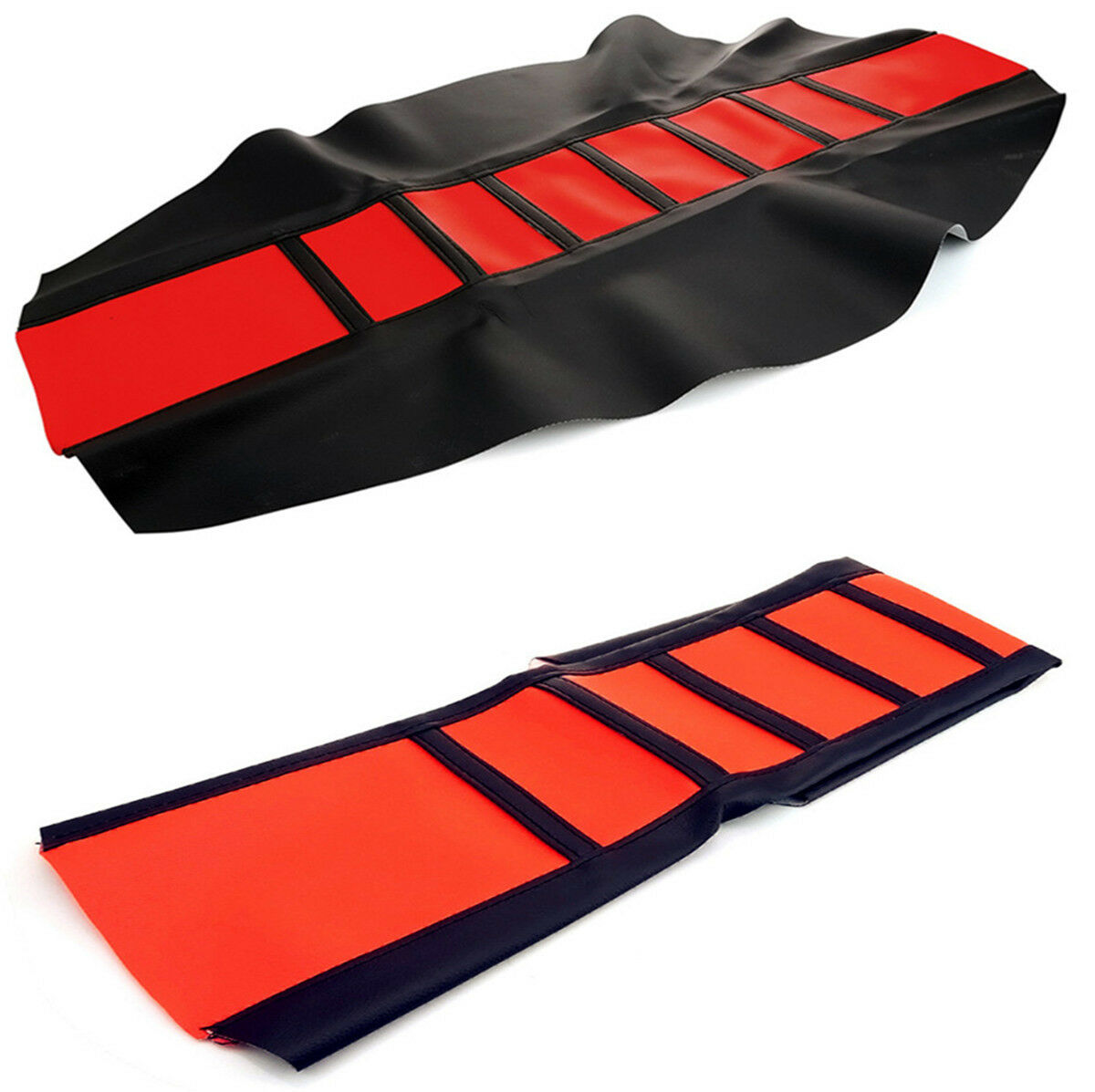 Red Leather Gripper Soft Motorcycle Seat Cover Rib Skin Rubber Dirt Bike Enduro