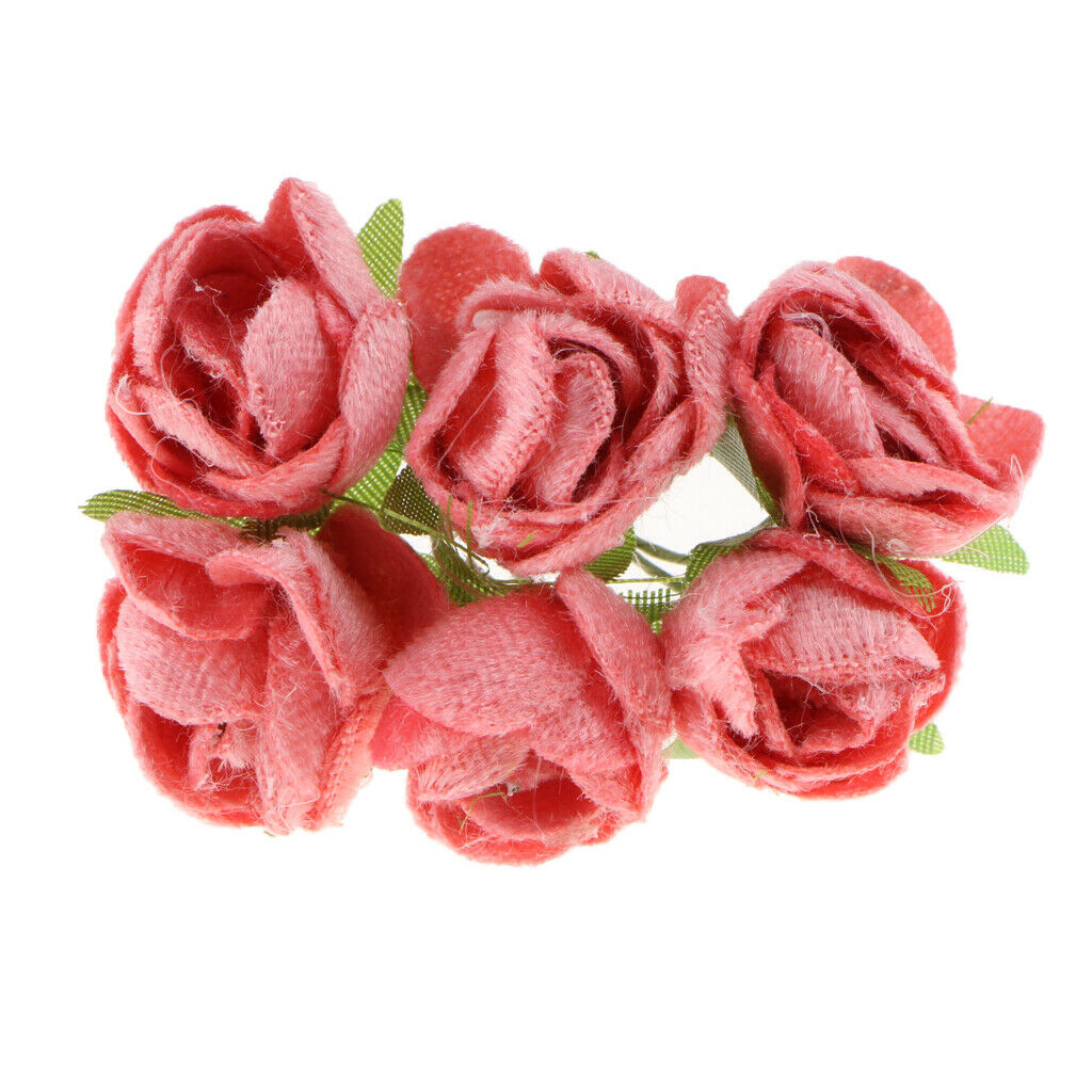 60x Wire Silk Camellia Flowers for Wedding Hair Clip Wreath DIY  Champagne
