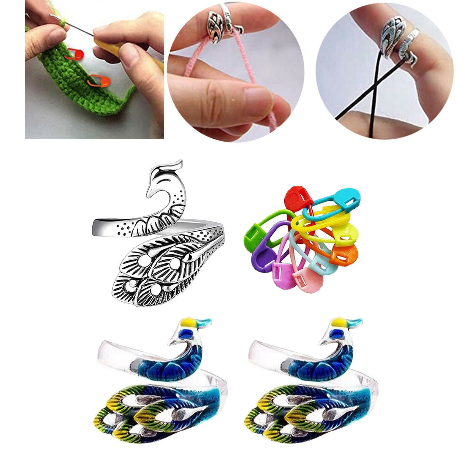 Crochet Ring Kit Adjustable Braided Ring Accessories Gifts for Mom Women