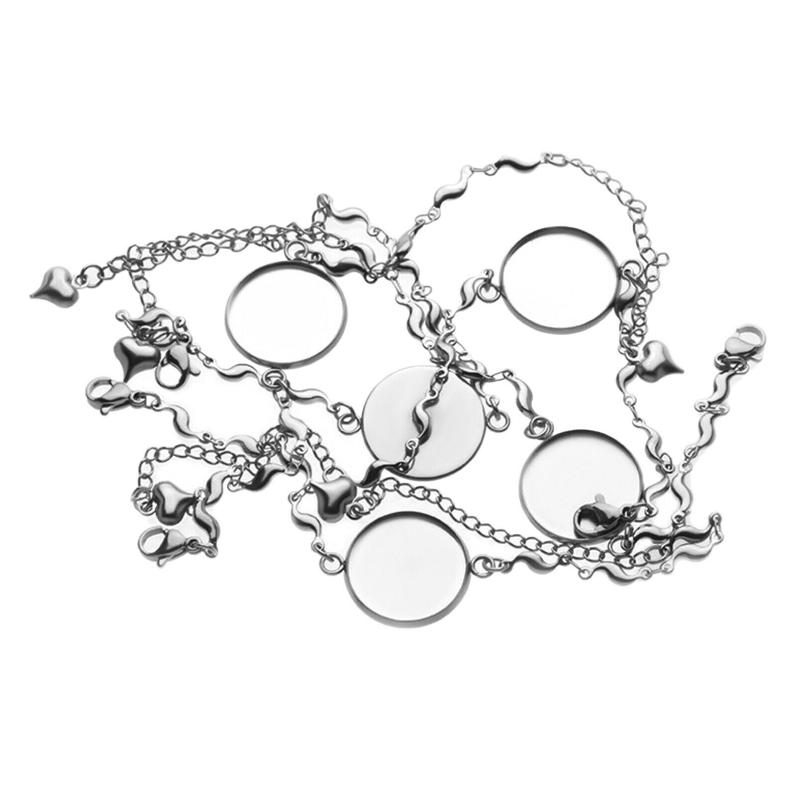 5pcs/lot Bezel Bracelet Blanks Settings Cabochon Disc Base for Jewelry Making