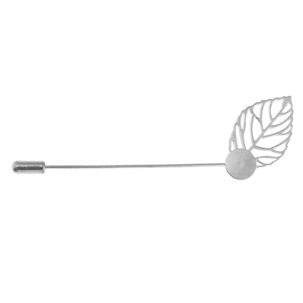 20Pcs Brass Leaf Lapel Pin Stick Blank Base Brooch for Men Suit DIY Crafts