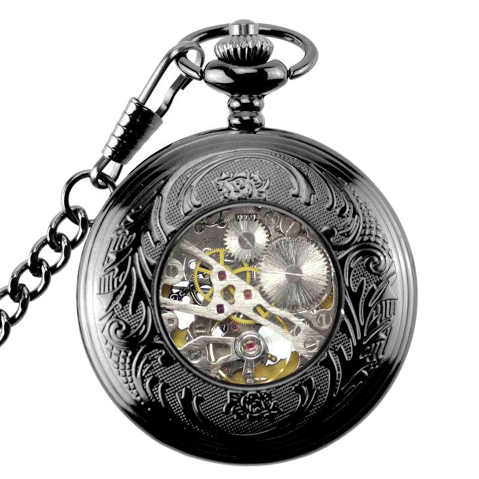 Steampunk Hands Scale Mechanical Skeleton Pocket Watch Holiday Birthday Gift for