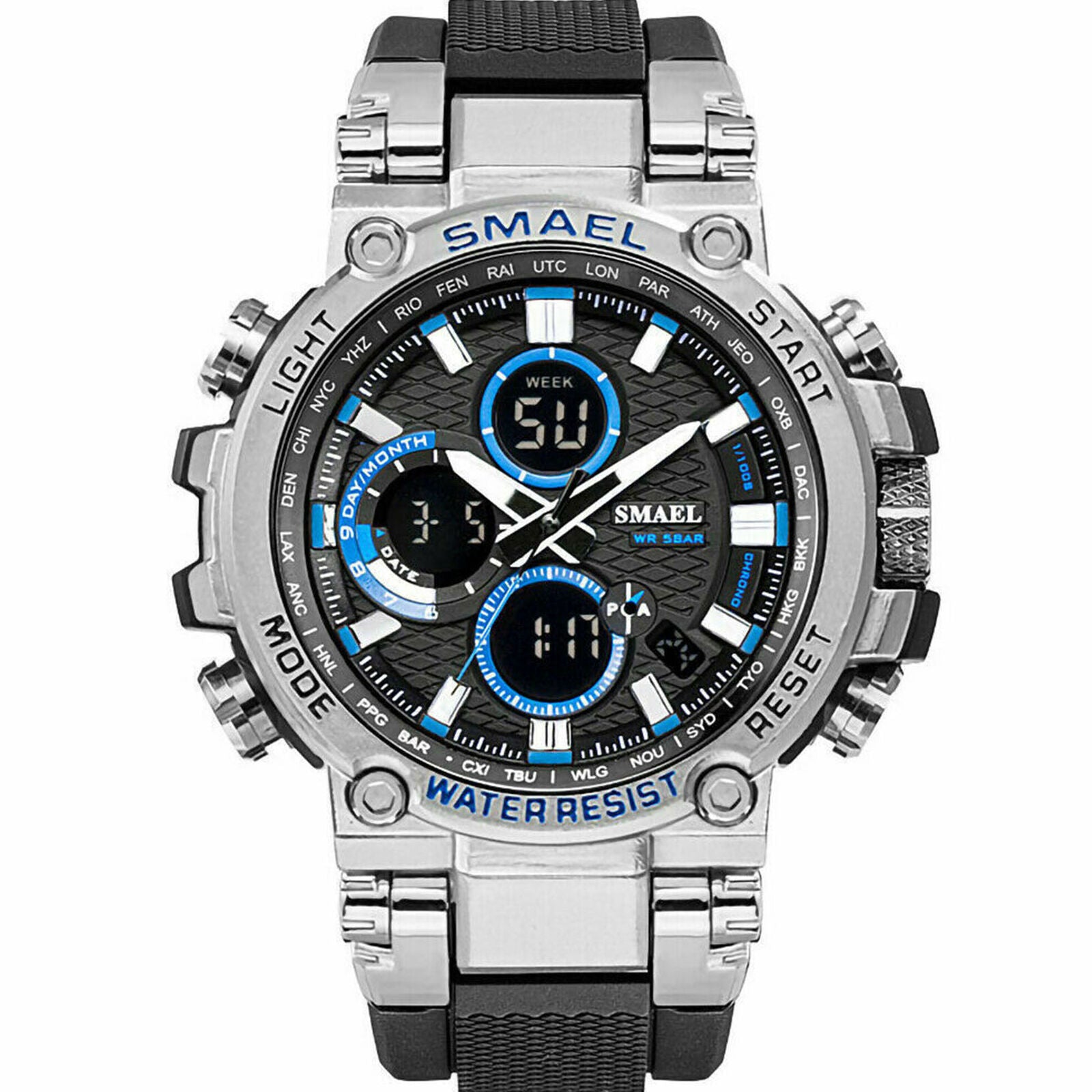 Men Sports Military Digital Calendar Analog Quartz StopWatch Shock Proof