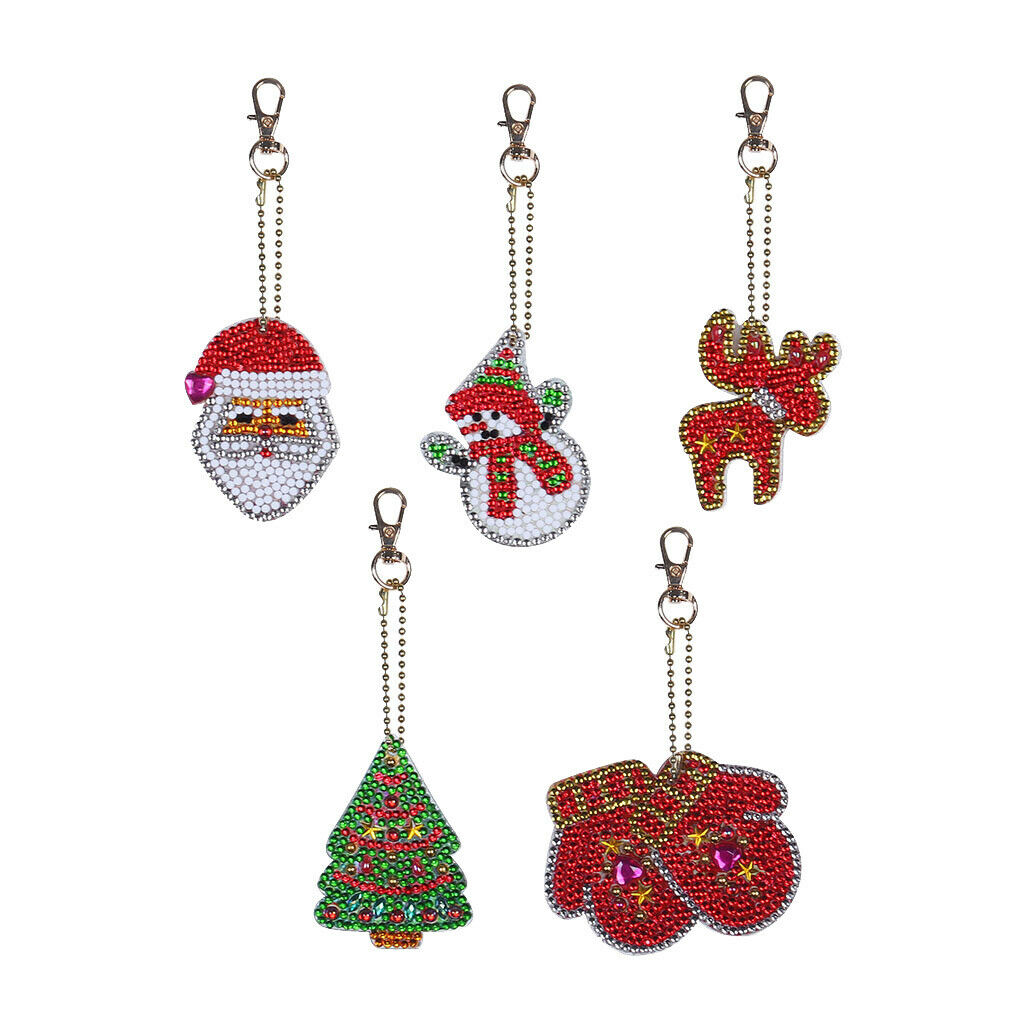 5pcs 5D Full Drill Special Shaped Diamond Painting Keychain Pendant Decors