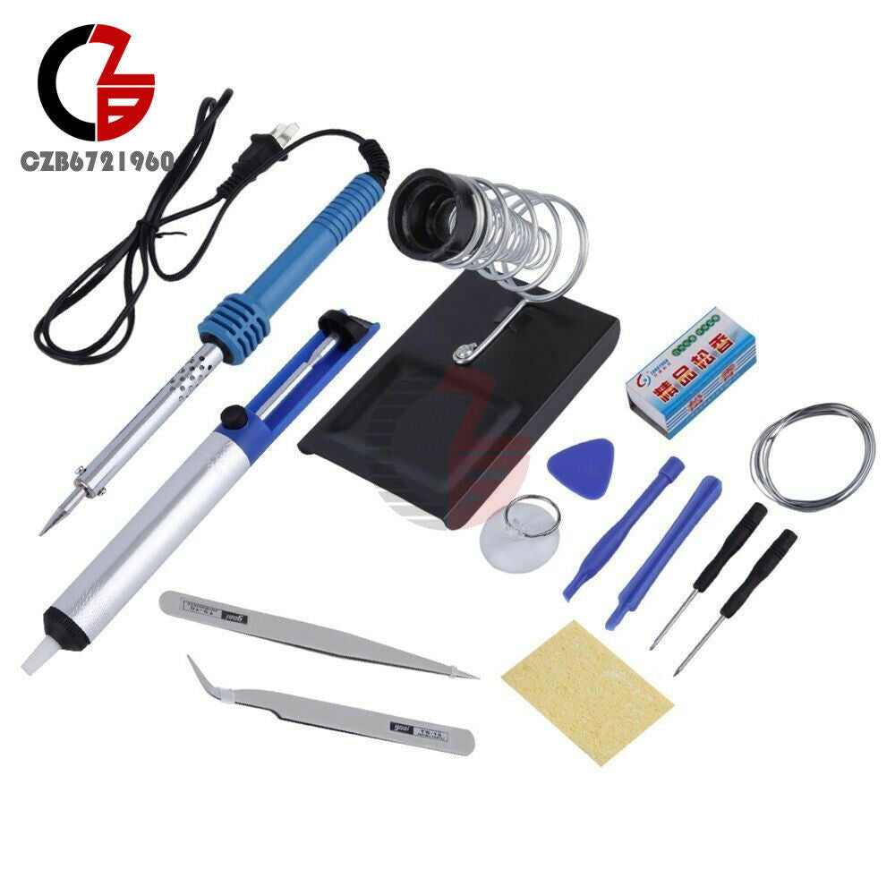 110V 60W 14 in 1 Electric Soldering Tools Kits Set Iron Stand Desoldering Pump