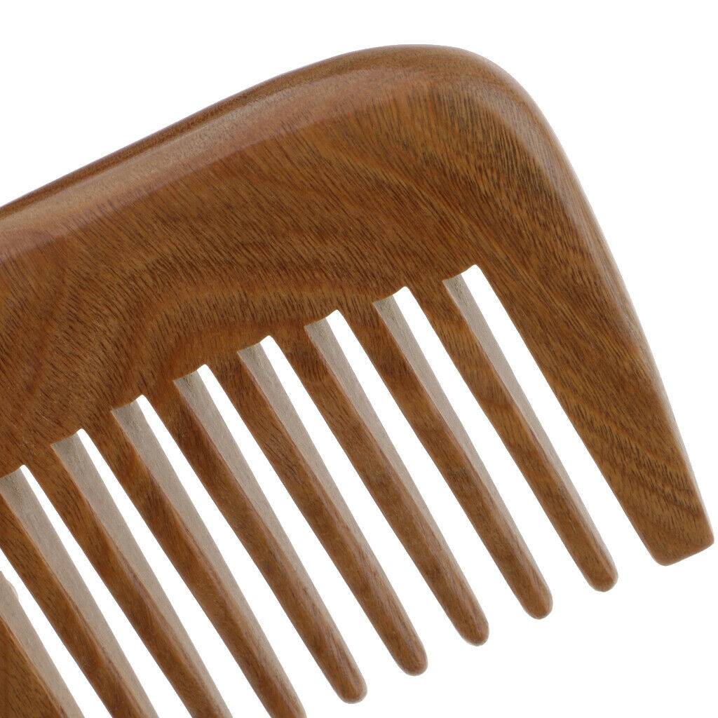 Wooden Large Wide Tooth Comb Detangler Brush Anti Static Green Sandalwood